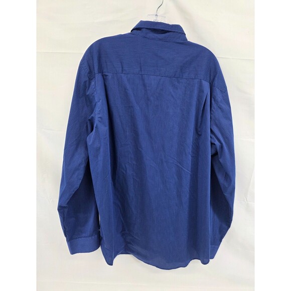Van Heusen Dress Shirt Mens XL 17 17 1/2 Blue Pin Stripe Long Sleeve Pocket - Picture 6 of 8